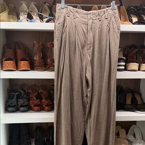Free People Brown Pleated Trousers